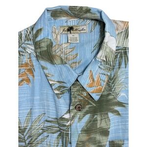 Joe‎ Marlin Shirt Mens Big 4X Blue Hawaiian Palm Print Button Front Aloha